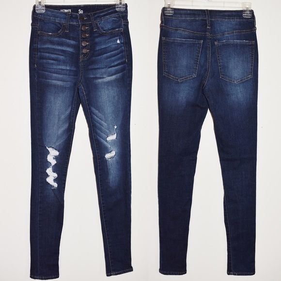 SO Denim - SO Distressed High Rise Skinny Jeans
